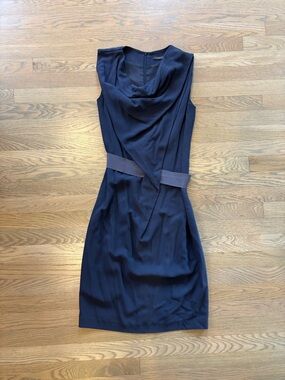 Peserico Navy Cowl-Neck Midi Dress
